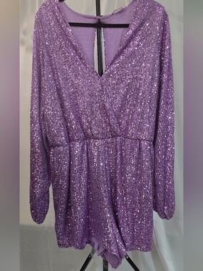 VENUS Sequin Romper in Purple Size XL EUC